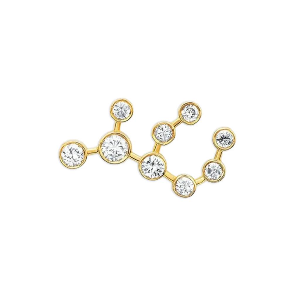 14K yellow gold Virgo diamonds single earring 1