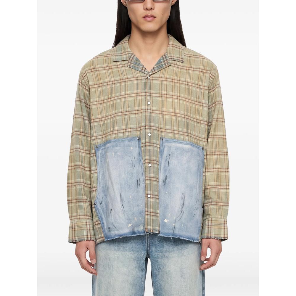 check-pattern patchwork shirt 1