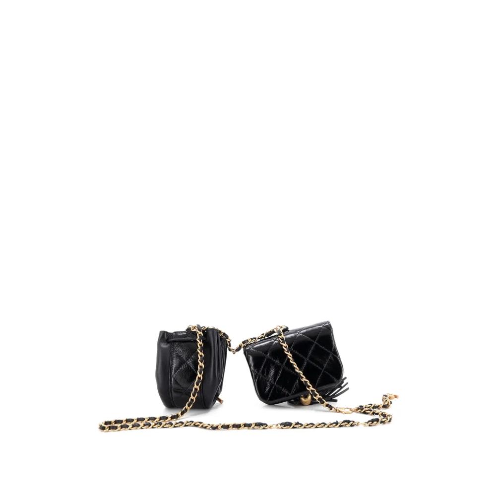 Поясная сумка Double Pouch Chain Quilted Shiny Lambskin 2