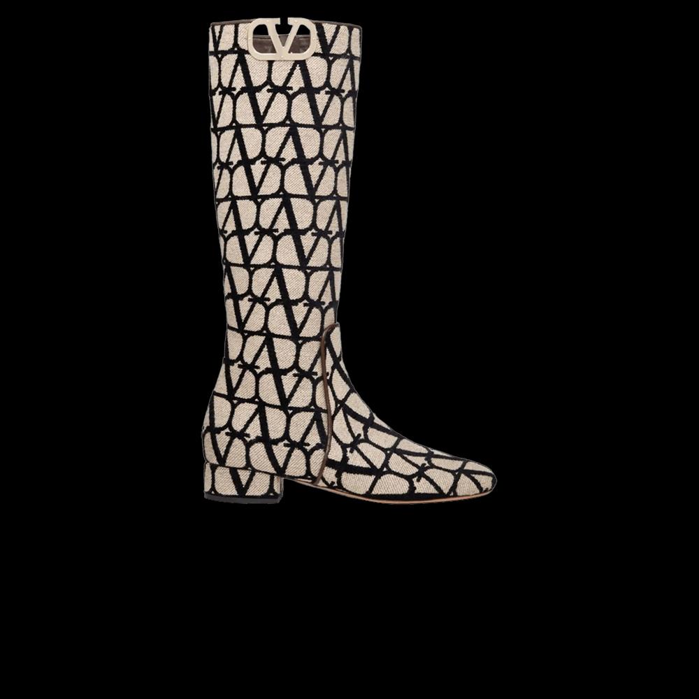 Кроссовки Valentino Wmns Ботинки V Logo Toile Iconographe 'Beige Black' 1
