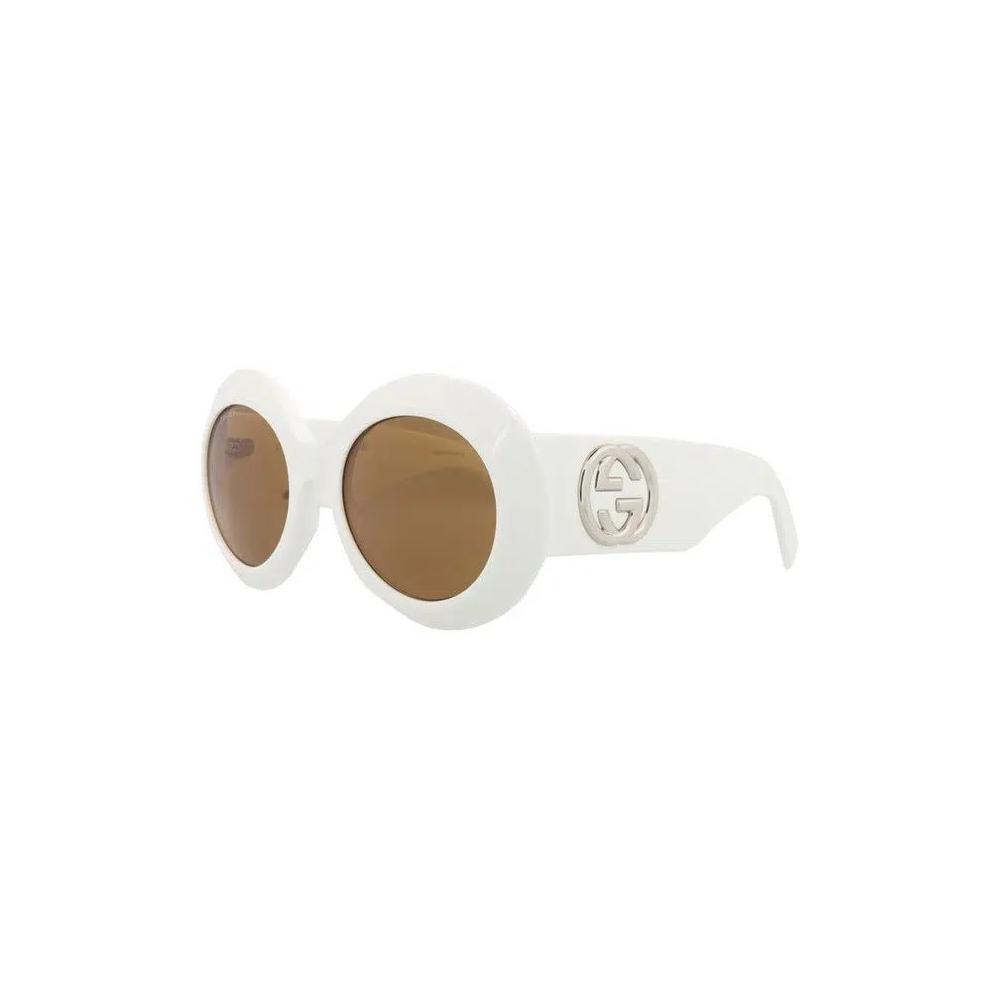 Очки Gucci Round-Frame Recycled Acetate Sunglasses 'White Brown' 2