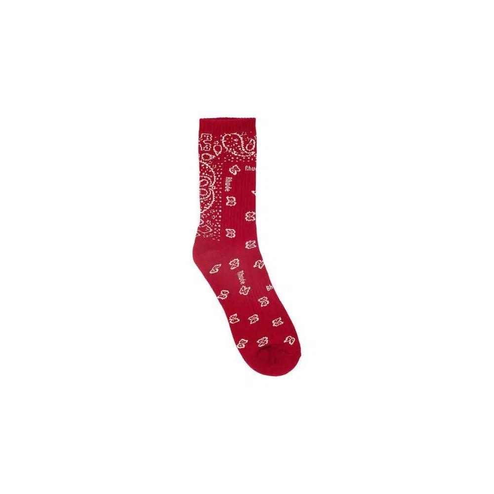 Носки и колготки Rhude Logo Bandana Sock 'Red' 2