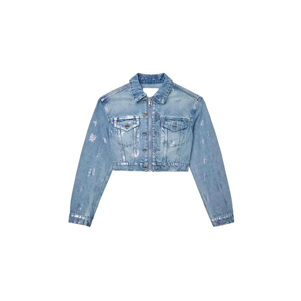 monogram-print cropped denim jacket 2