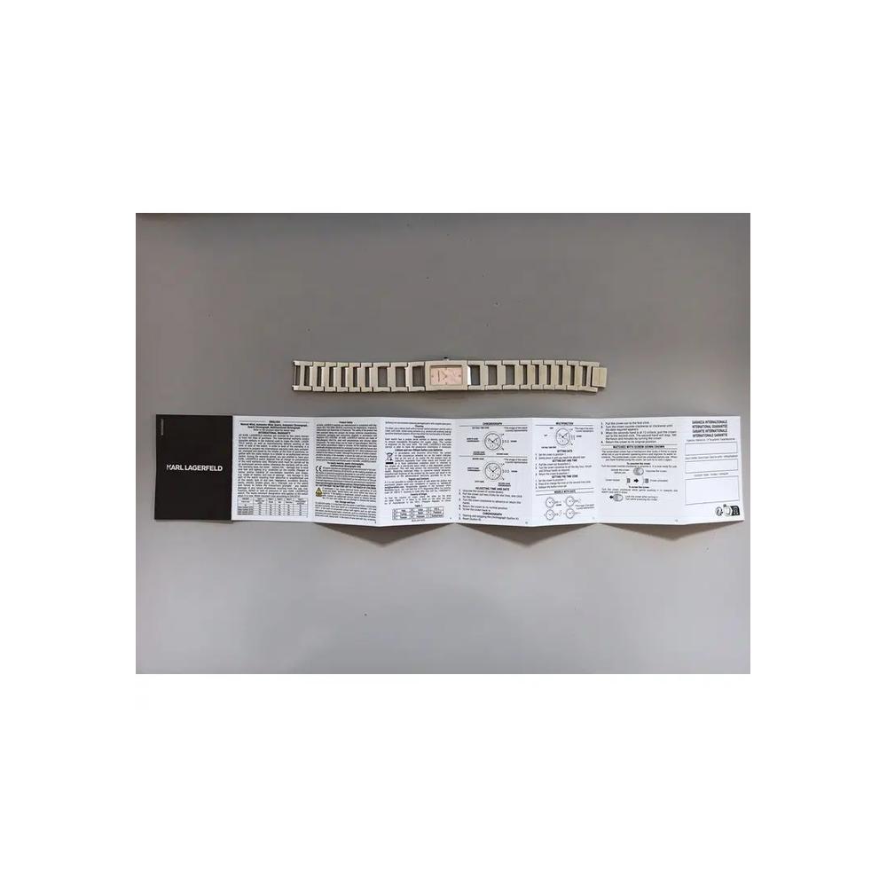 【2 Года Гарантии】KARL LAGERFELD Paris Collection 21X36mm Женские Серебряные и Розовые Квадратные Браслет Кварцевые Часы R0553103505 8
