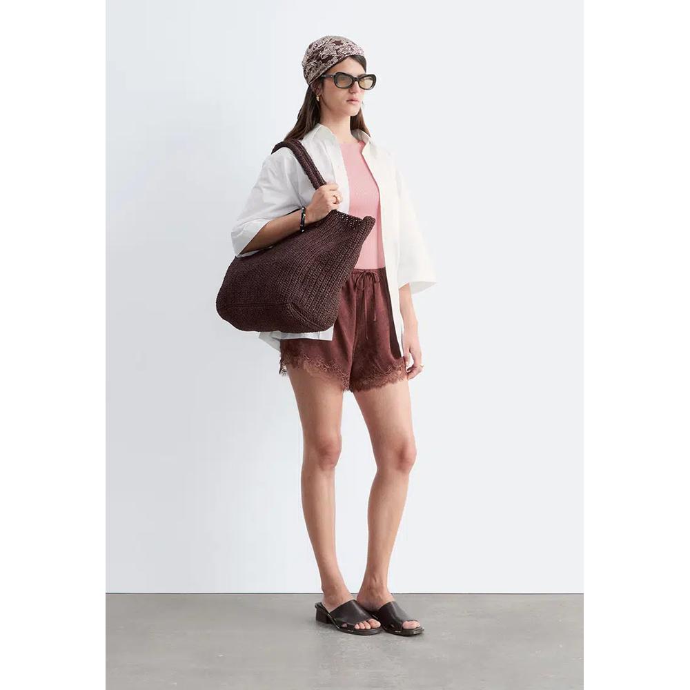 Мини-шорты из жаккарда с кружевной вставкой 6