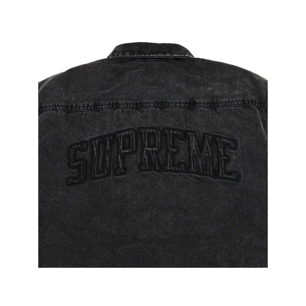 Рубашки на пуговицах Supreme Faux Shearling Lined Work Shirt 'Black Denim' 3