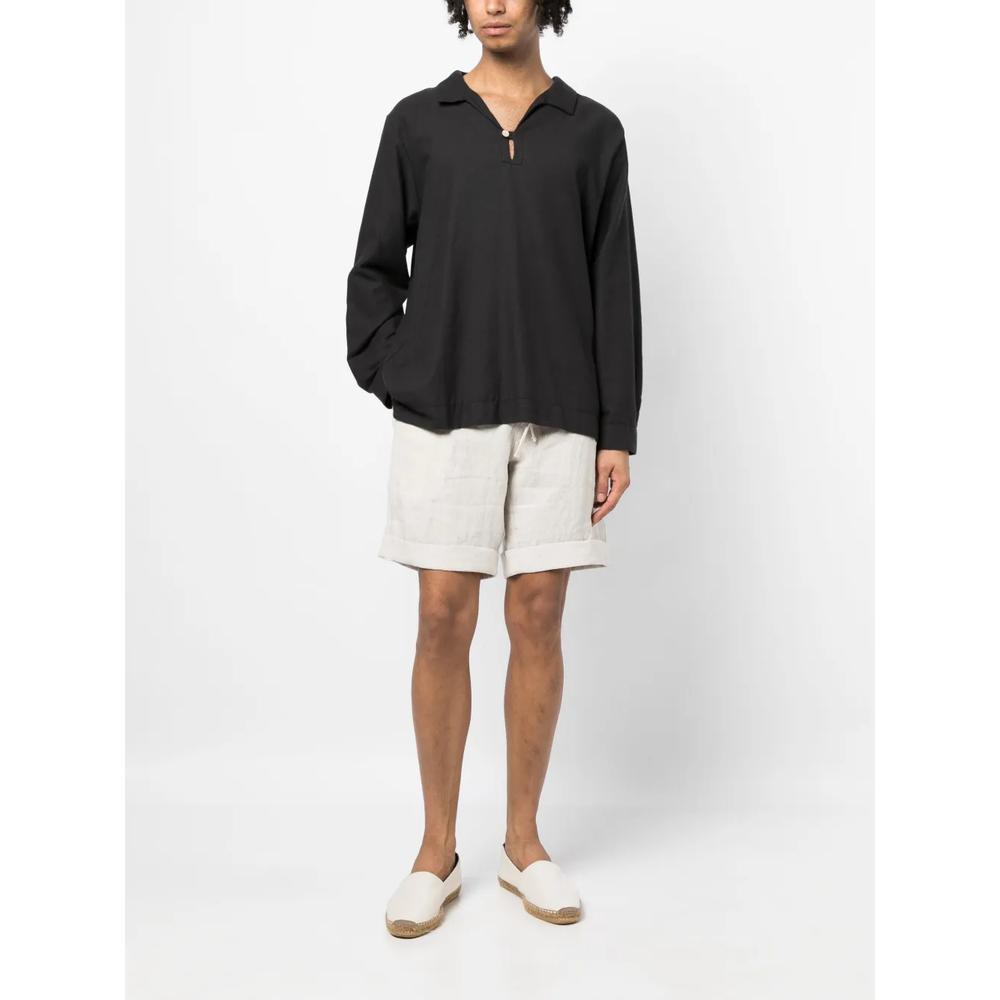 drawstring-waist linen shorts 2