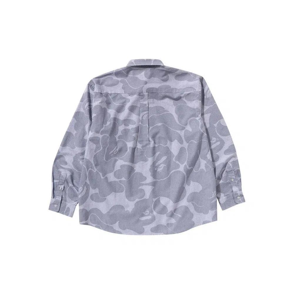 Рубашки на пуговицах BAPE Stripe Camo Relaxed Fit Shirt 'Grey' 2