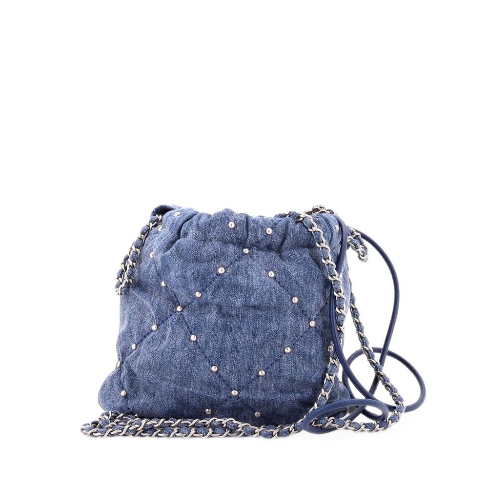 22 Chain Quilted Studded Denim Mini hobo bag 1