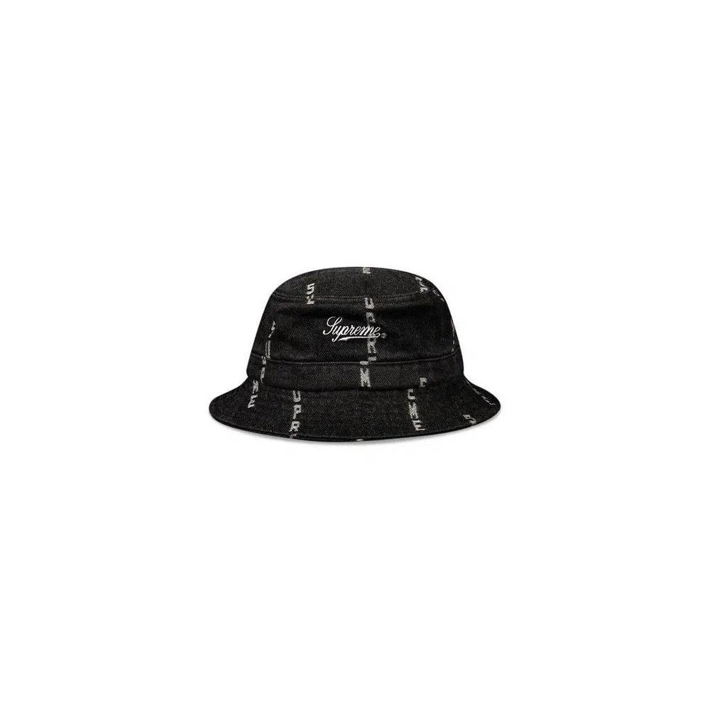 Кепки Supreme Logo Stripe Jacquard Denim Crusher 'Black' 2