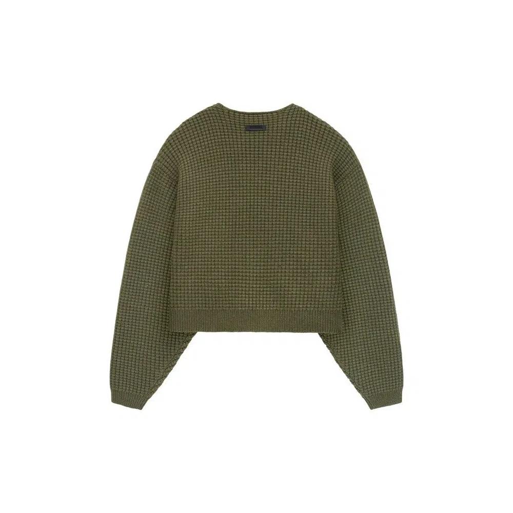 Свитер Fear of God Essentials Heavy Waffle Cropped Crewneck 'Military' 2