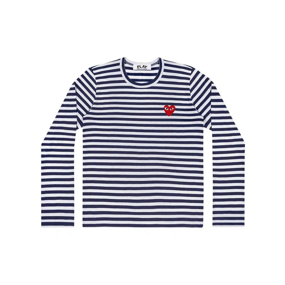 Рубашки на пуговицах Comme des Garçons PLAY Heart Logo Long-Sleeve Stripe Shirt 'White Navy' 1