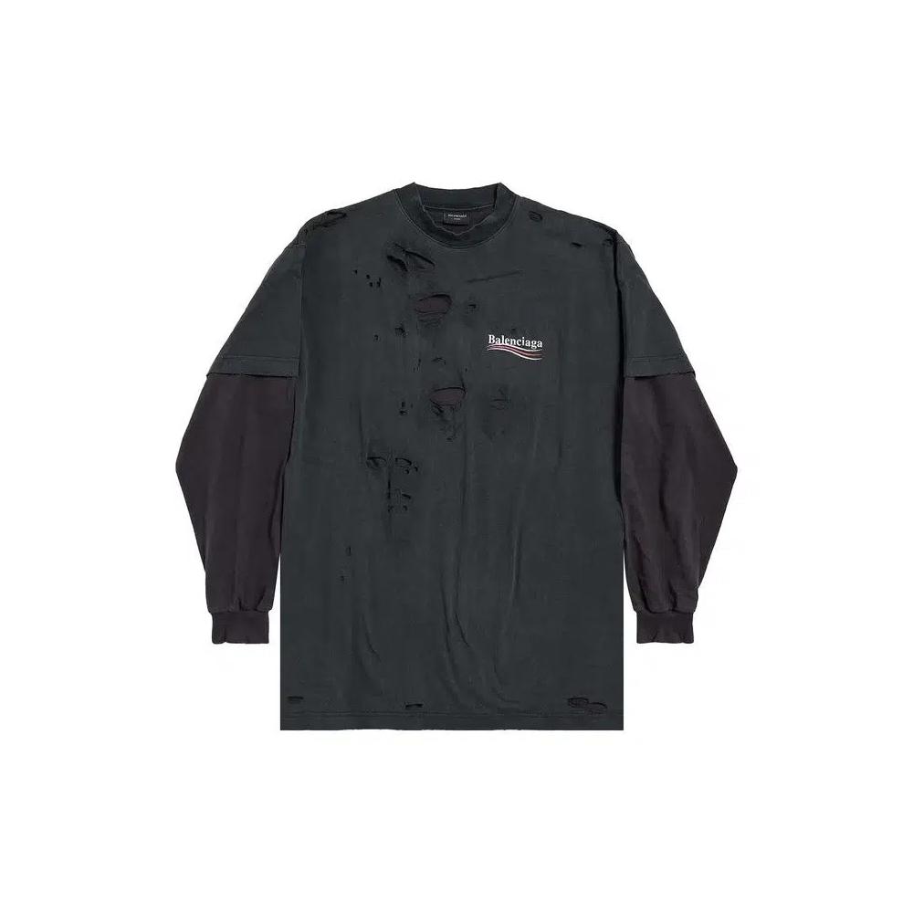 Футболки с длинным рукавом Balenciaga Political Campaign Long-Sleeve Layered T-Shirt 'Black' 1