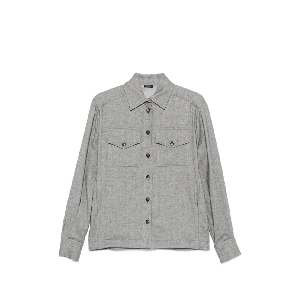 Рубашка с узором в елочку и карманами 1