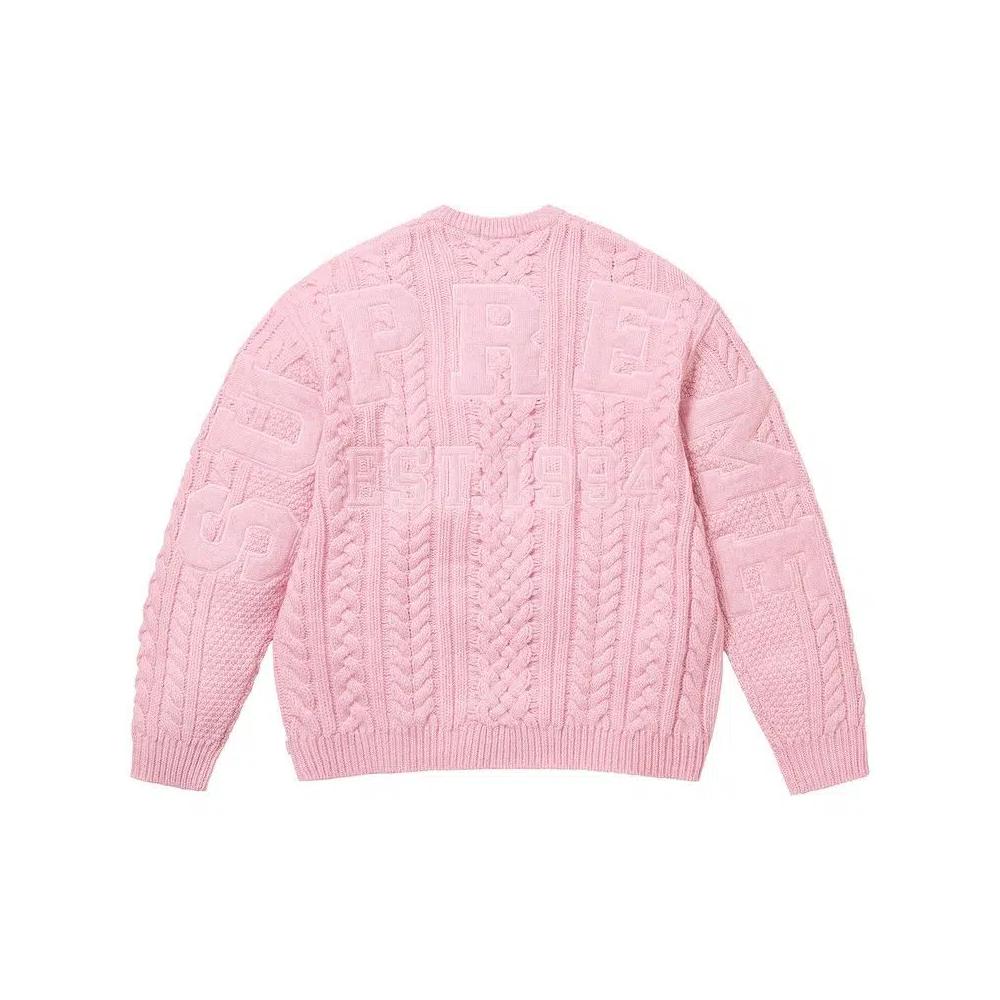 Свитеры Supreme Appliqué Cable Knit Sweater 'Pink' 2