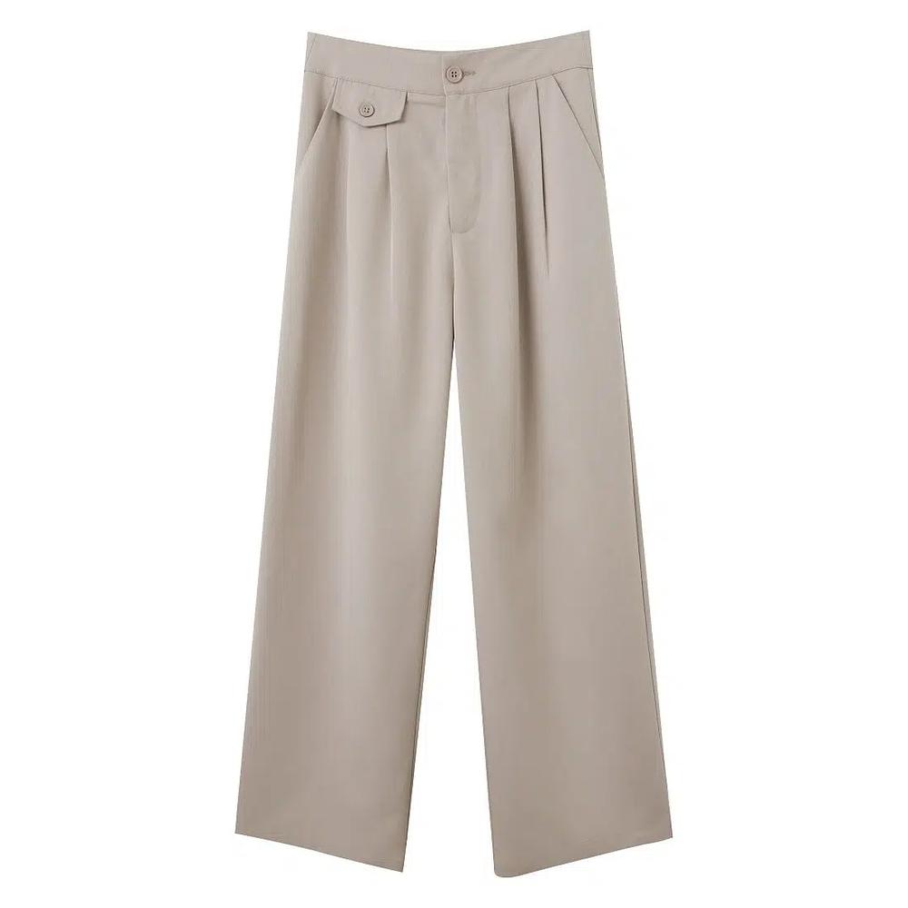 Плиссированные прямые брюки [BA6851] 5