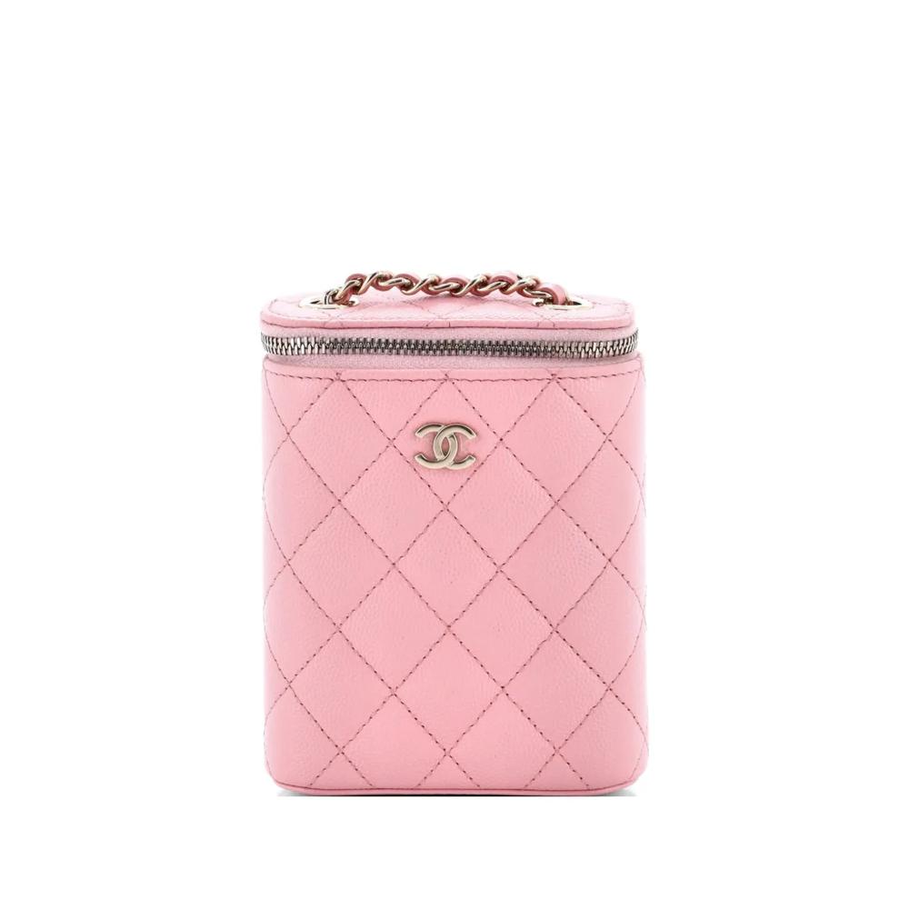 Маленькая сумка на плечо Vertical Classic Vanity Case with Chain Quilted Caviar 1