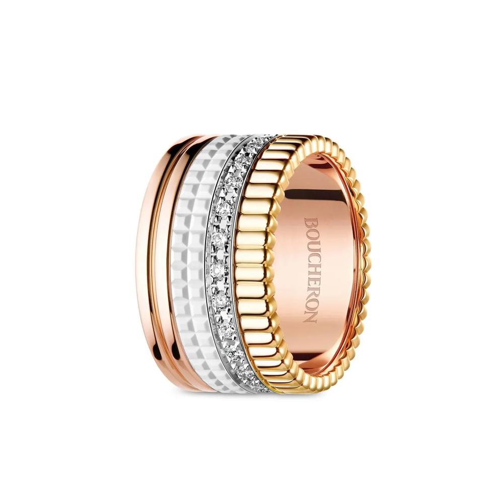 Большое кольцо Diamond Quatre White из золота трех видов 2
