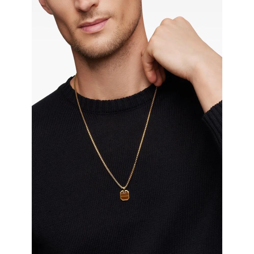 Подвеска Roman из желтого золота с тигровым глазом (15 мм) 2