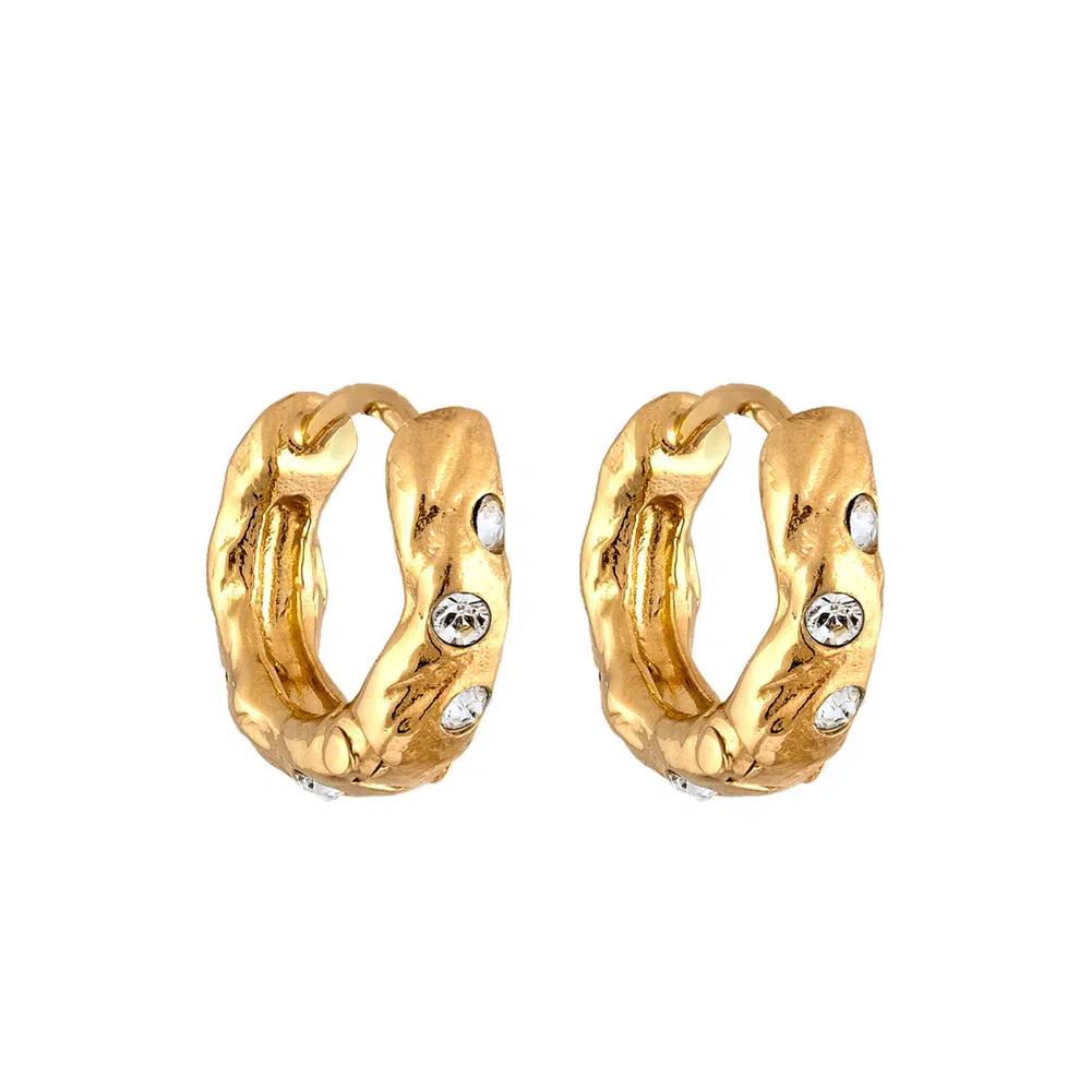 Серьги-кольца Swarovski® Crystal Wavy – серебро с позолотой 3