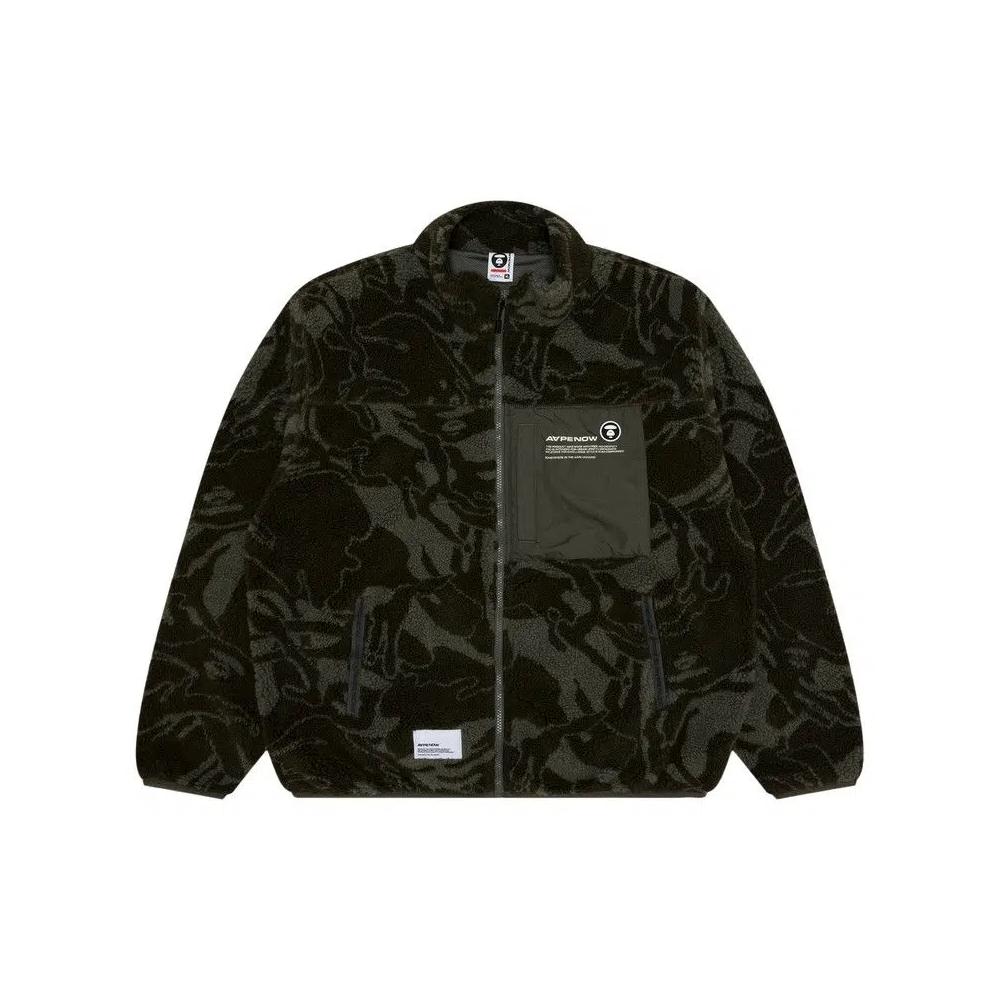 Флисовые куртки AAPE Moonface Patch Camo Fleece Jacket «Khaki/Multi» 1