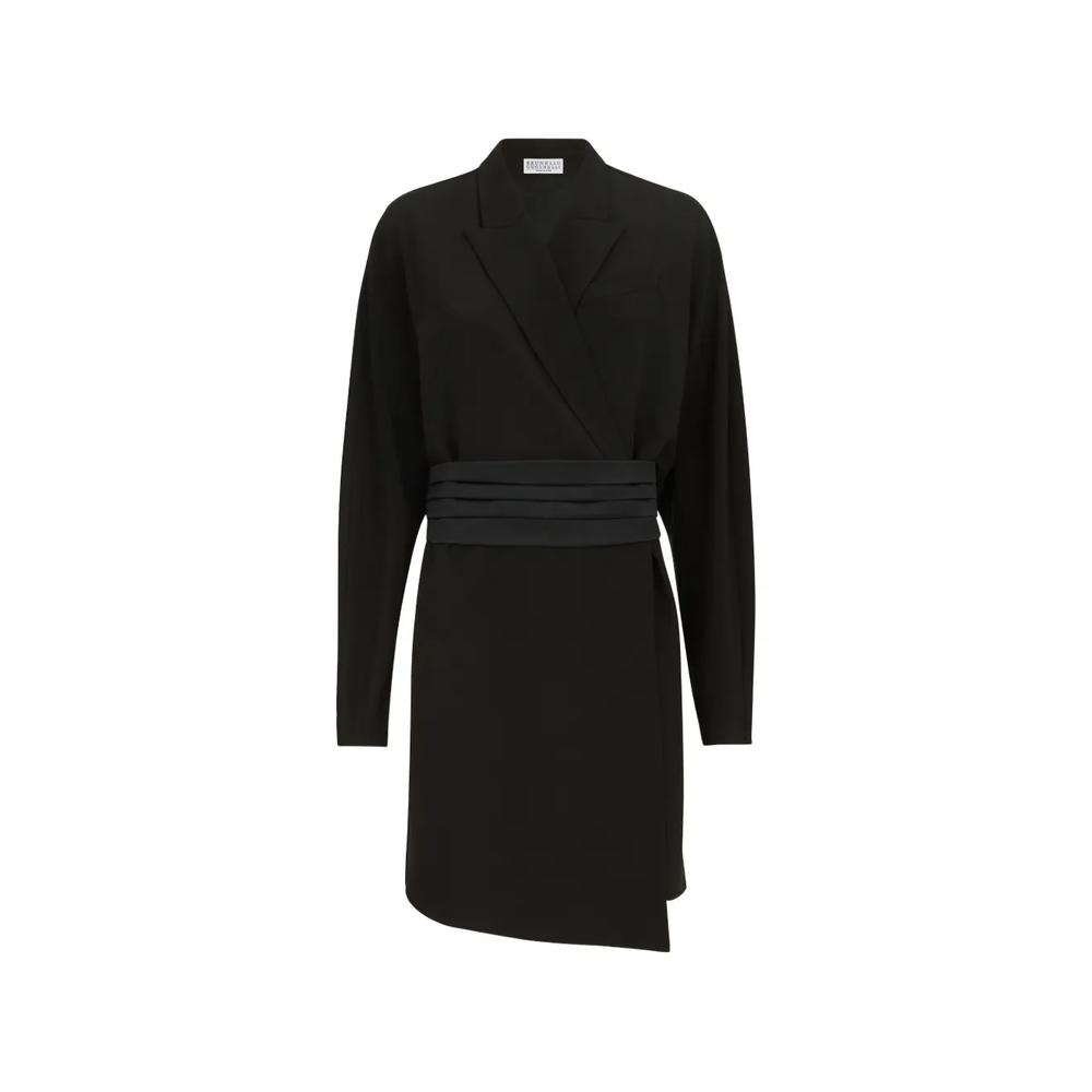 silk and acetate crêpe cady tuxedo dress with monili 1