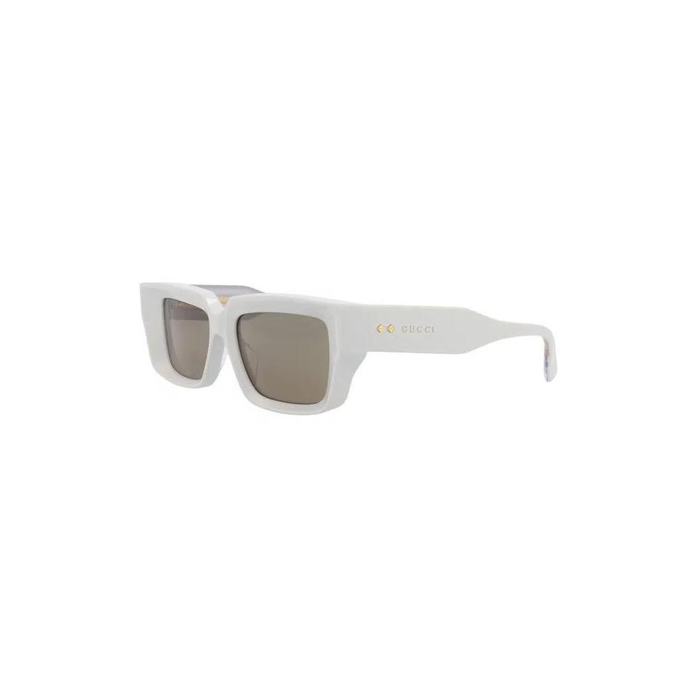 Очки Gucci Square-Frame Recycled Acetate Sunglasses «Серый/Коричневый» 3