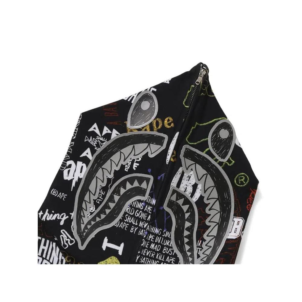 Зип-худи BAPE Hand Draw Pattern Shark Zip Hoodie 'Black' 3