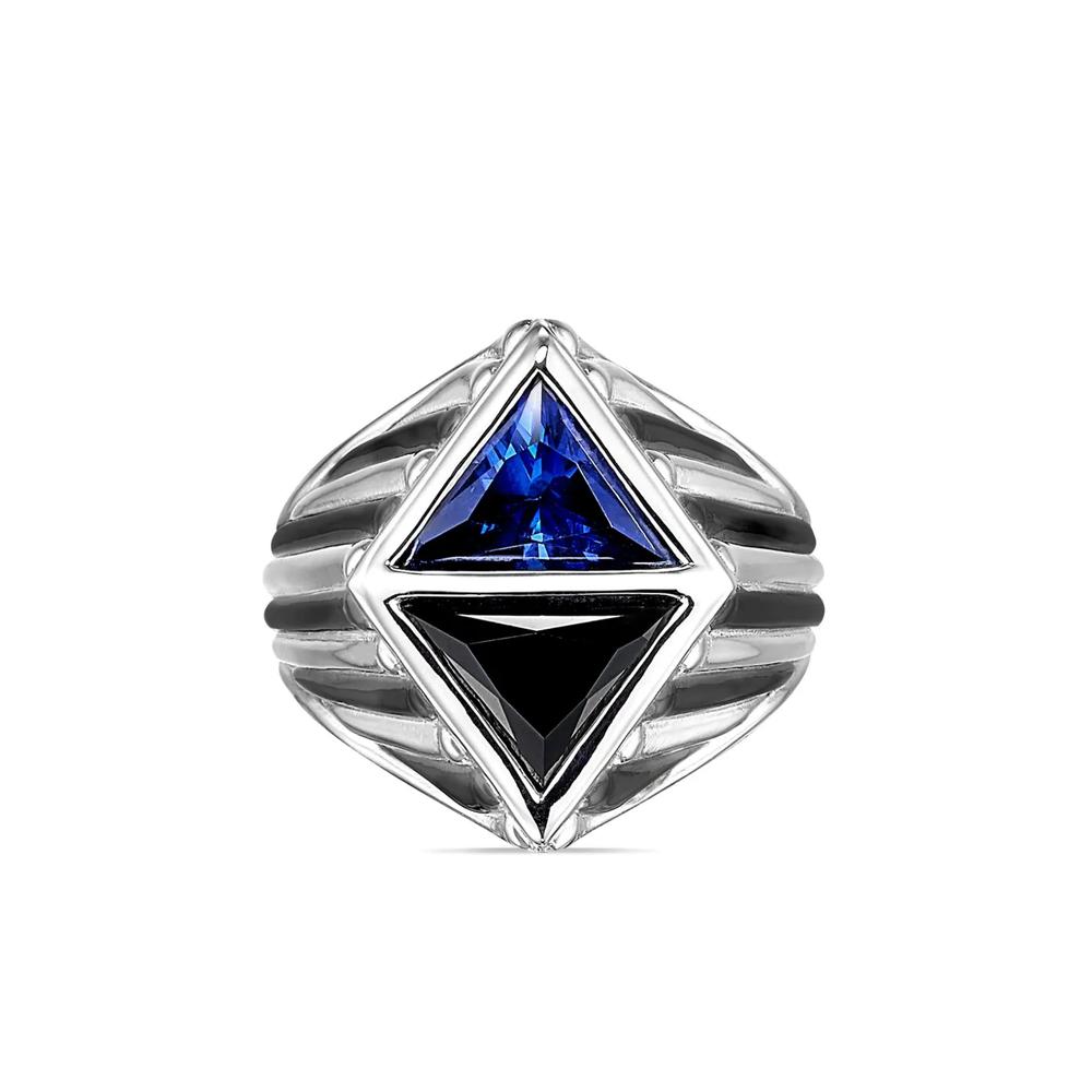 Кольцо Signet из белого золота с бриллиантами и сапфирами 2