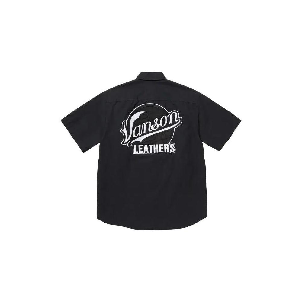 Овершоты Supreme x Vanson Leathers Short-Sleeve Work Shirt 'Black' 2