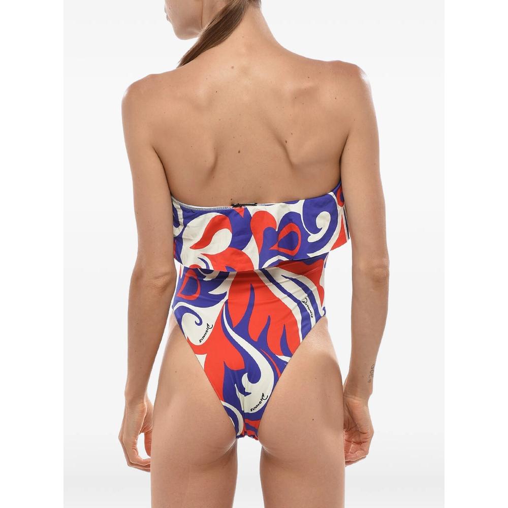 all-over printed swim strapless one piece 2