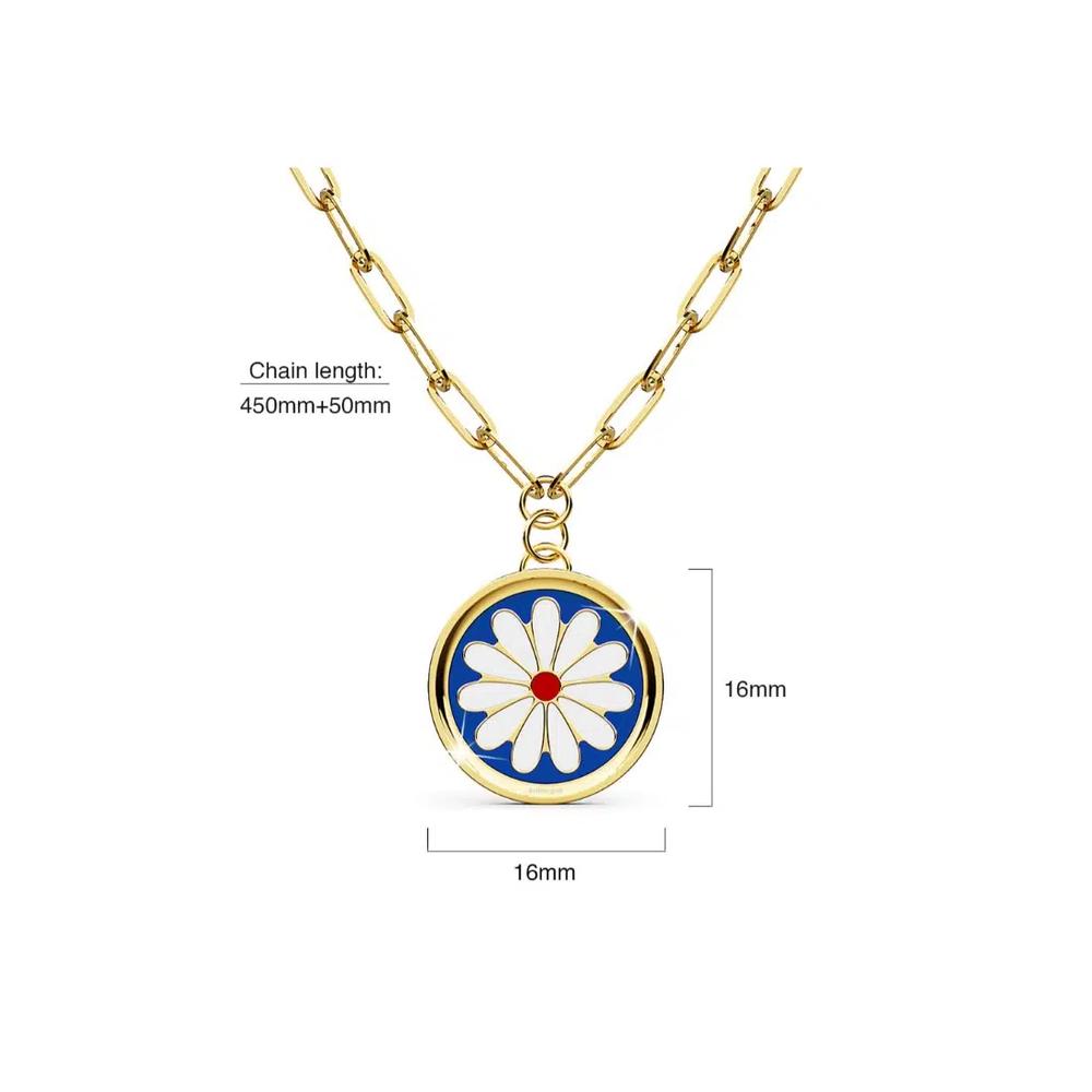 Bullion Blue Blossom Колье с голубым цветком в золоте 4