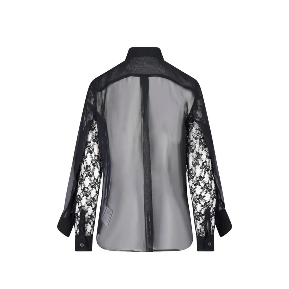 lace-panelled sheer blouse 2