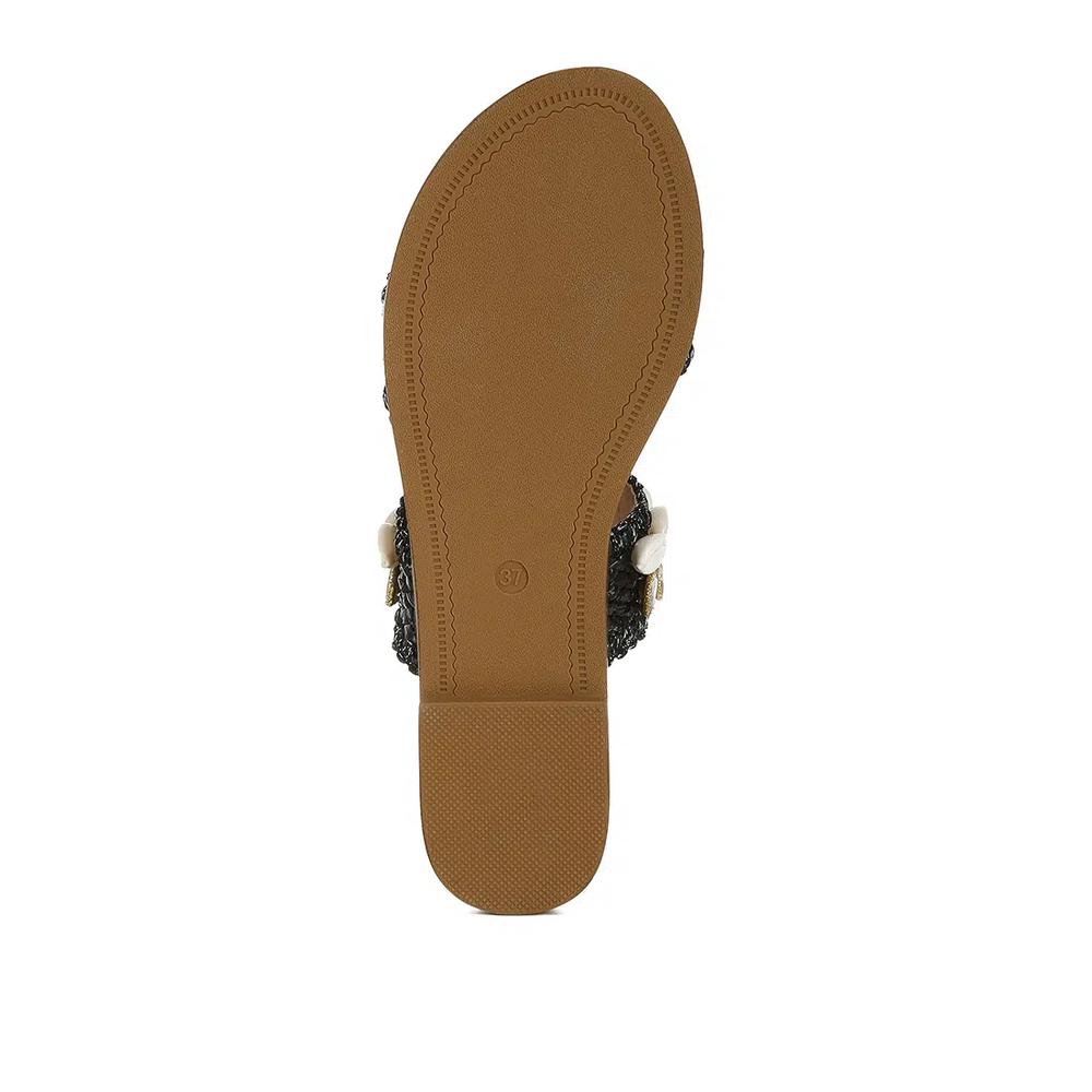 Босоножки Shell & Diamante Slip-On в черном цвете 7