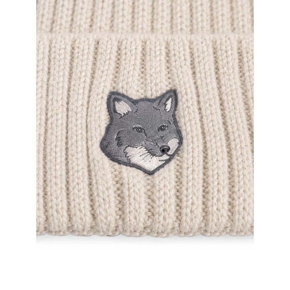 fox-patch ribbed-knit beanie hat 3