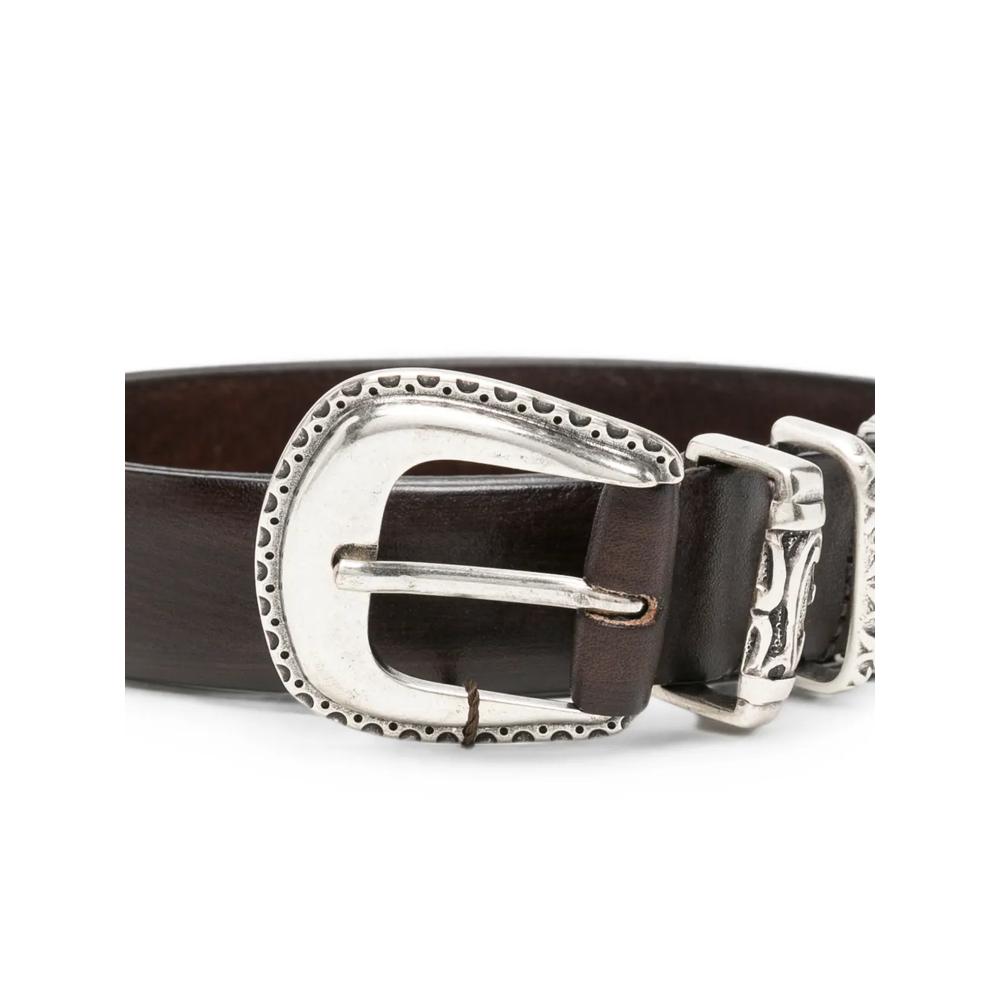 engraved-buckle leather belt 2