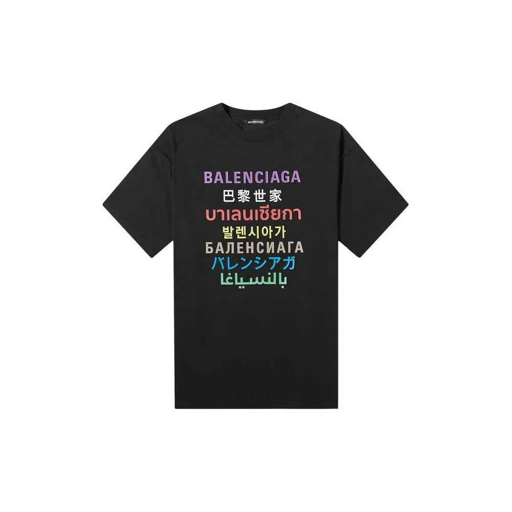 Футболки Balenciaga Languages Logo Tee 'Черный/Мультиколор' 1
