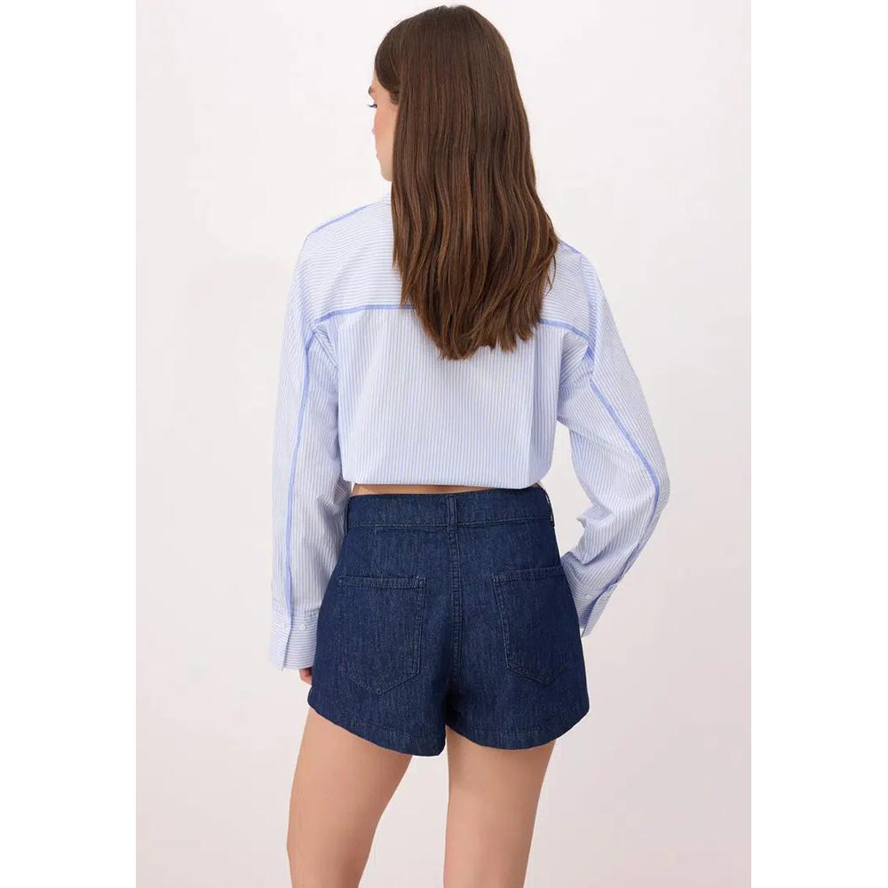 Темно-синие мини-шорты с высокой талией из денима Twoss26Sr199 2