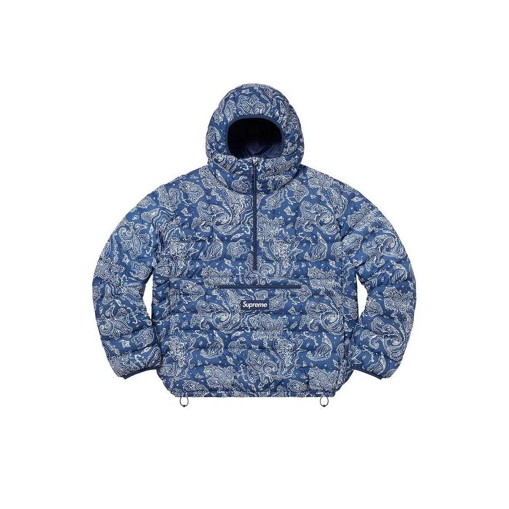 Пуховики Supreme Micro Down Half Zip Hooded Pullover 'Blue Paisley' 1
