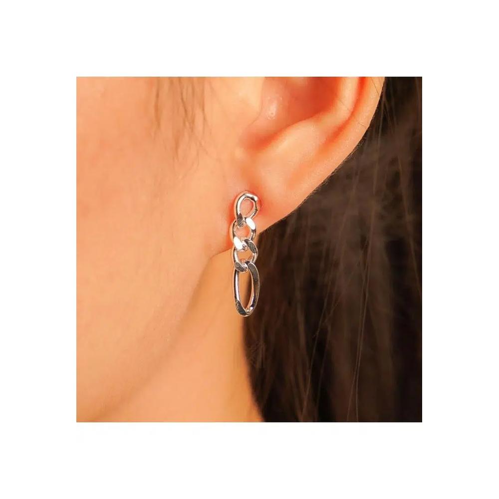 Millennia 2000 Figaro Chain Stud Серебряные серьги-капли с 925 стерлинговым серебром 4