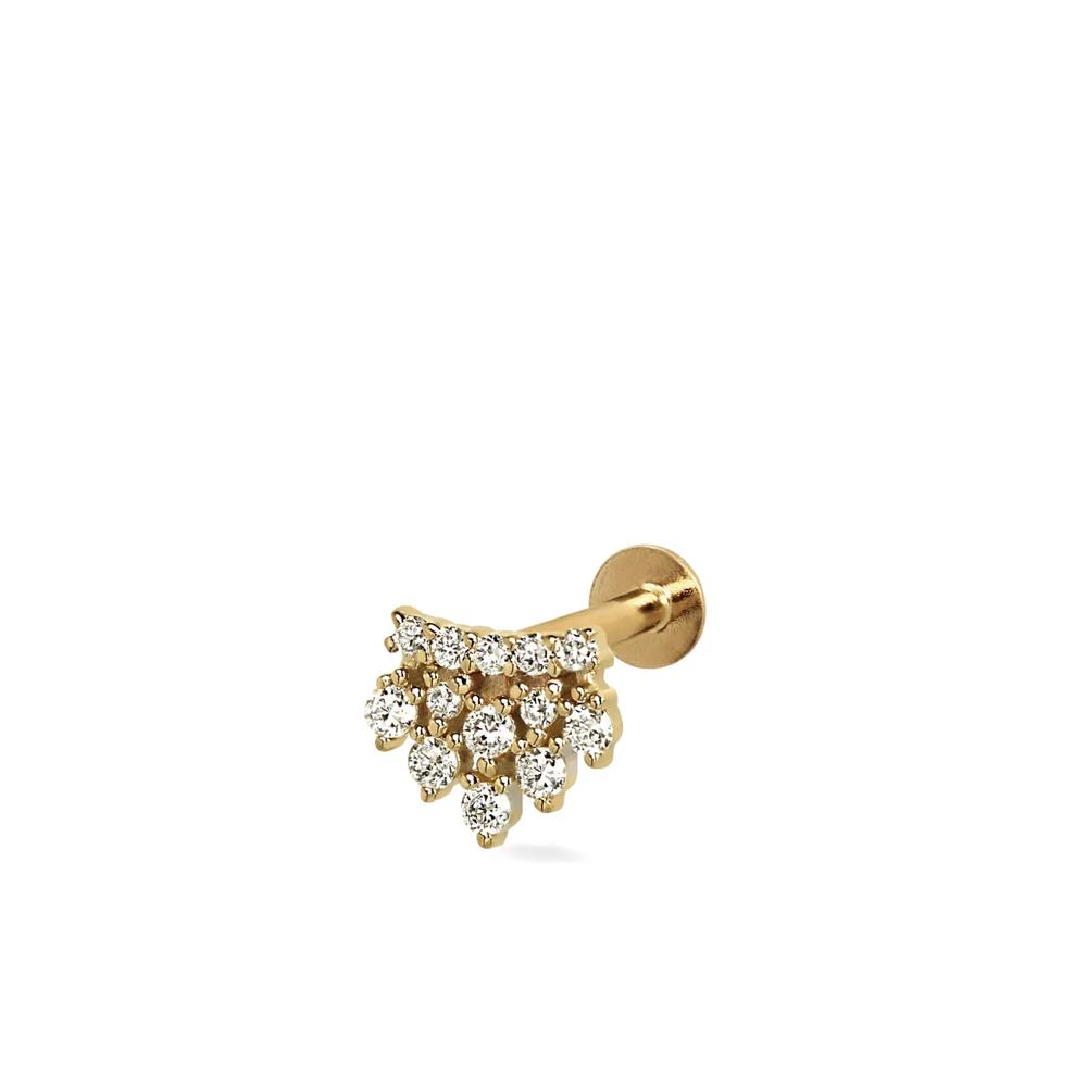 Серьга-гвоздик Royal Crown из желтого золота с бриллиантами 2