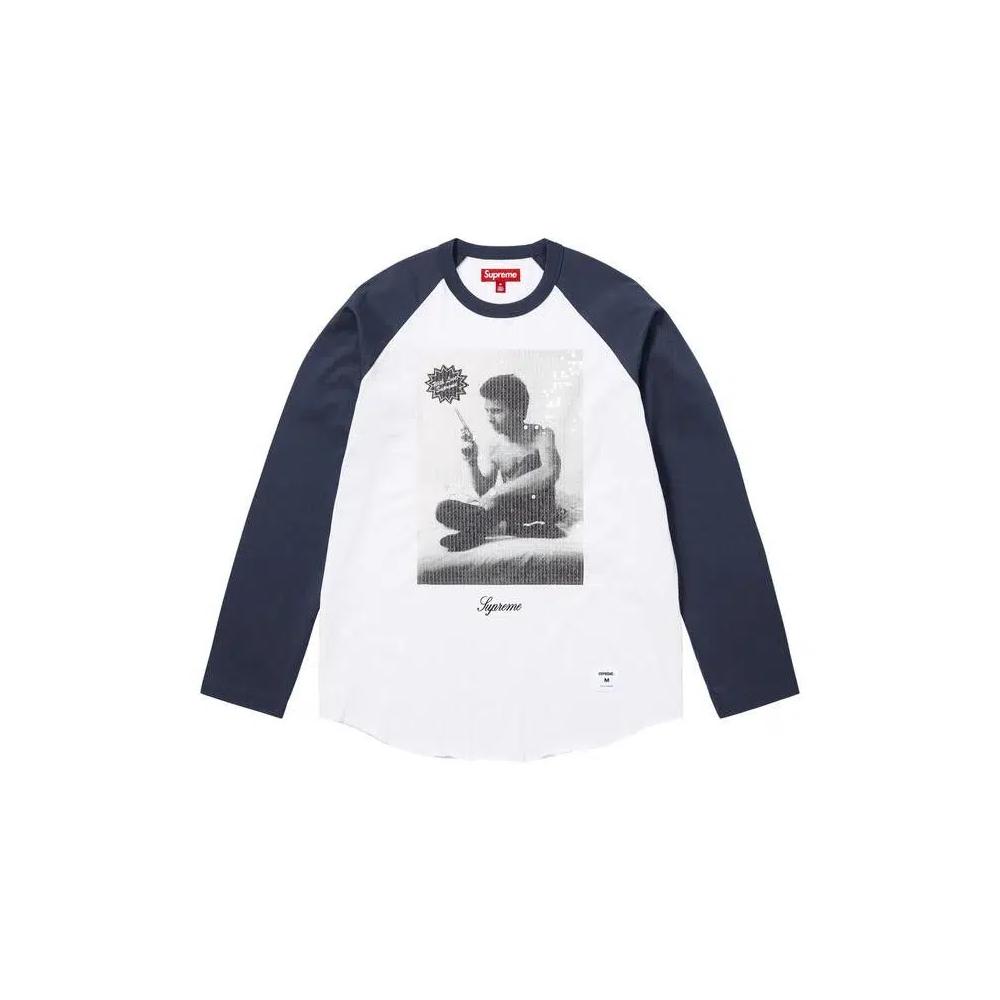 Рубашки и топы Supreme x Larry Clark Sequin Raglan Long-Sleeve Top 'Navy' 1