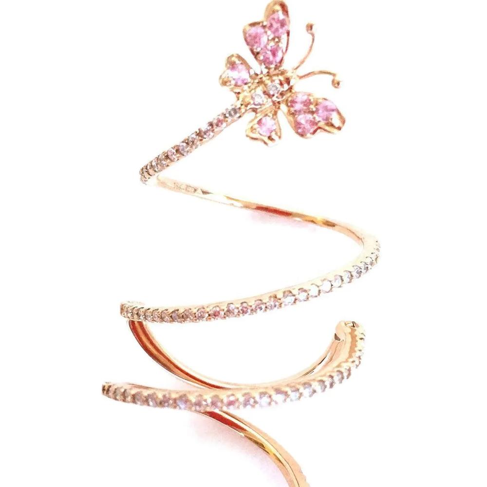 Кольцо Butterfly Spiral из розового золота с бриллиантами и сапфирами 2