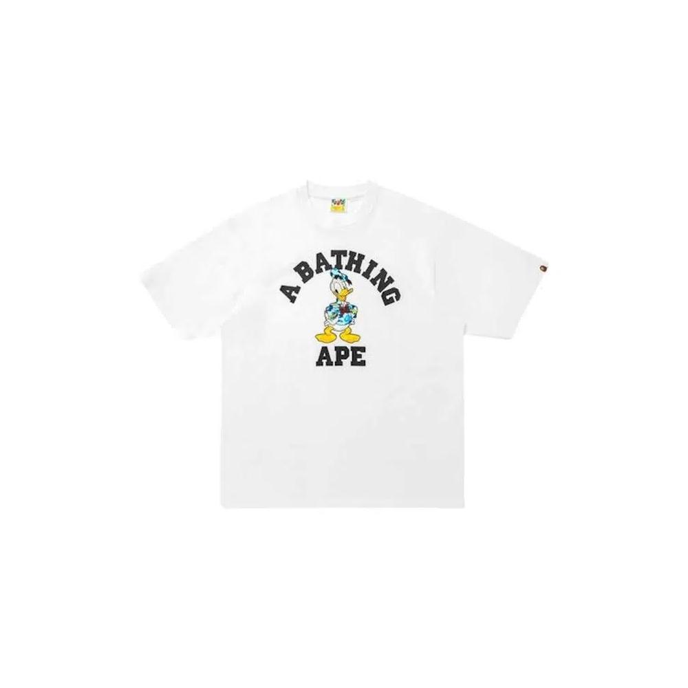 Футболки с коротким рукавом BAPE X Disney Donald Duck College Relaxed Fit Tee 'White' 1