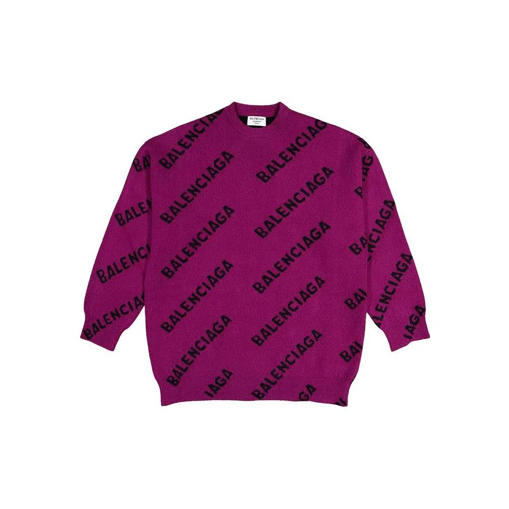 Толстовки Balenciaga All Over Logo Sweatshirt 'Фуксия/Черный' 1