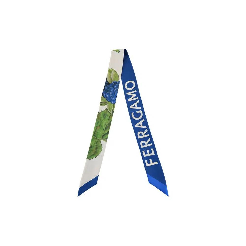 Шарфы Ferragamo Wild Blueberry Print Silk Bandeau «Зеленый» 1