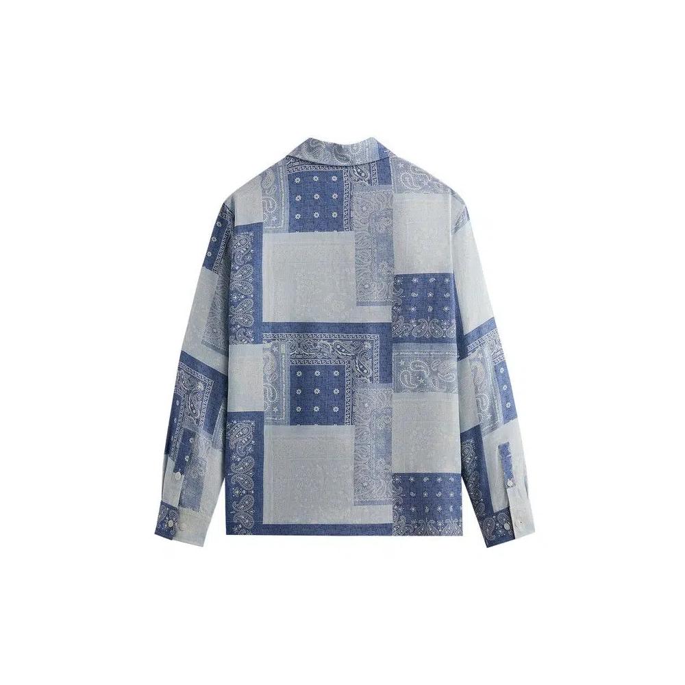 Овершоты Kith Washed Paisley Long-Sleeve Boxy Collared Overshirt 'Светлый индиго' 2