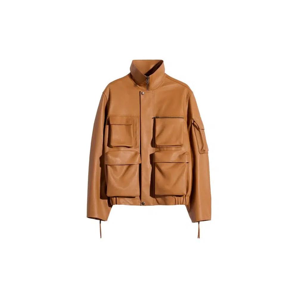 Кожаные куртки Lemaire Pockets Leather Blouson 'Toffee' 1
