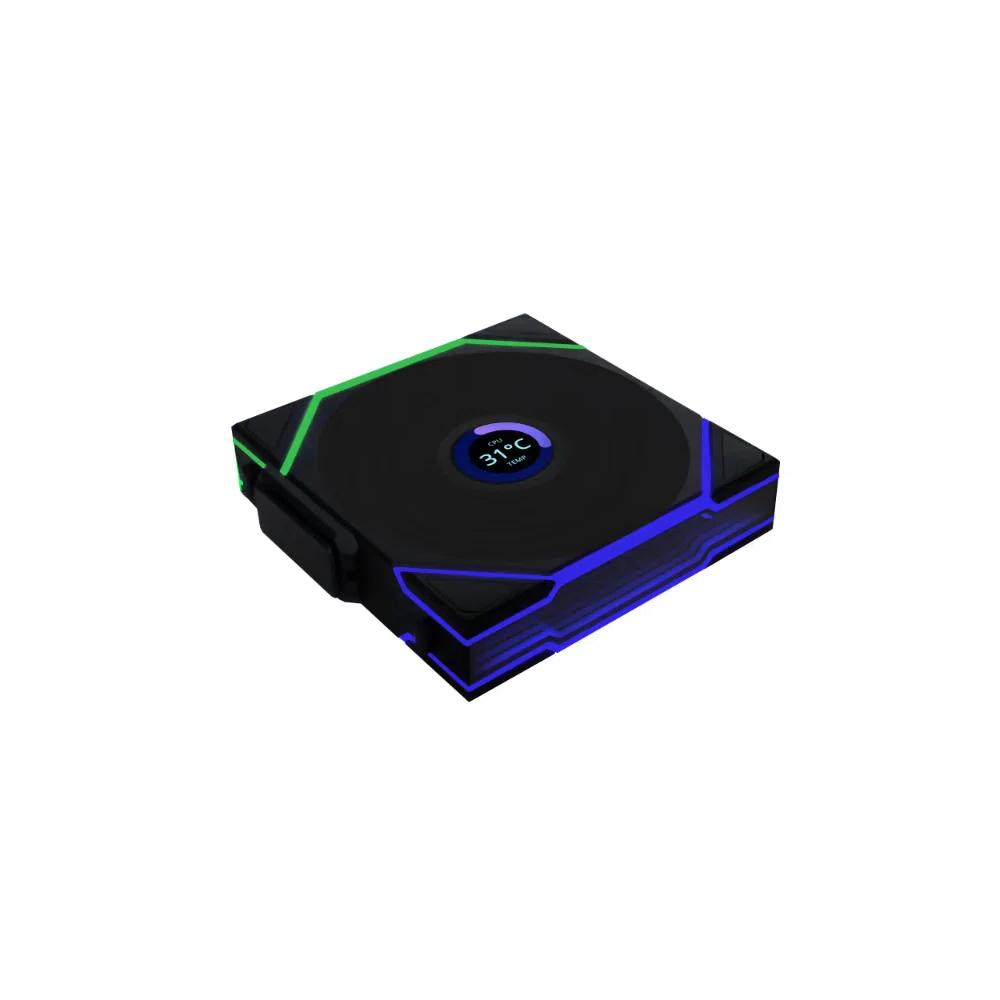 LIAN LI UNI FAN TL120 LCD Reverse Blade Wireless 120mm 3 в 1 комплект обратных вентиляторов - черный 2