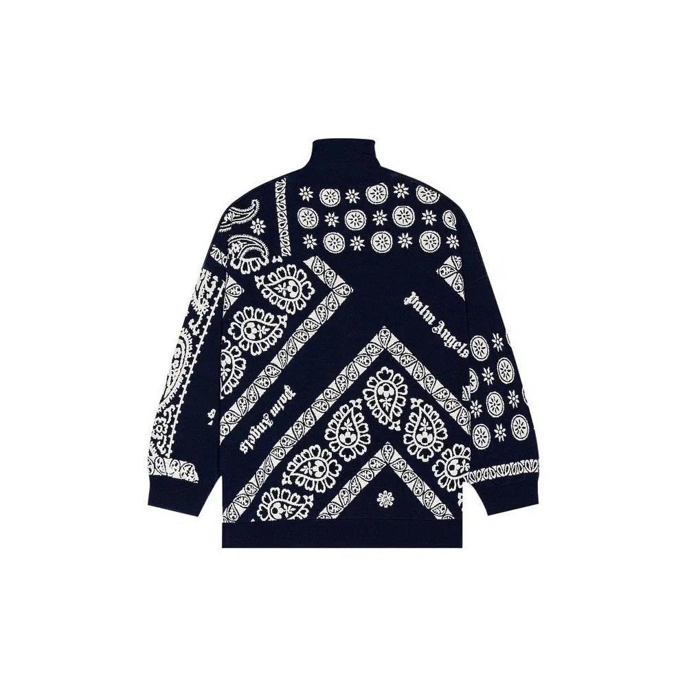 Худи-полузастёжка Palm Angels Jacquard Bandana Half Zip Pullover 'Blue/White' 2